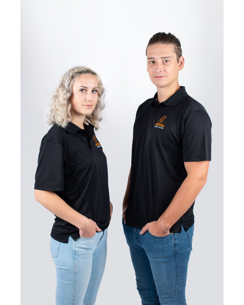 Ortega OPOLO-DLX-L Golf Polo Shirt, Black, embroidered