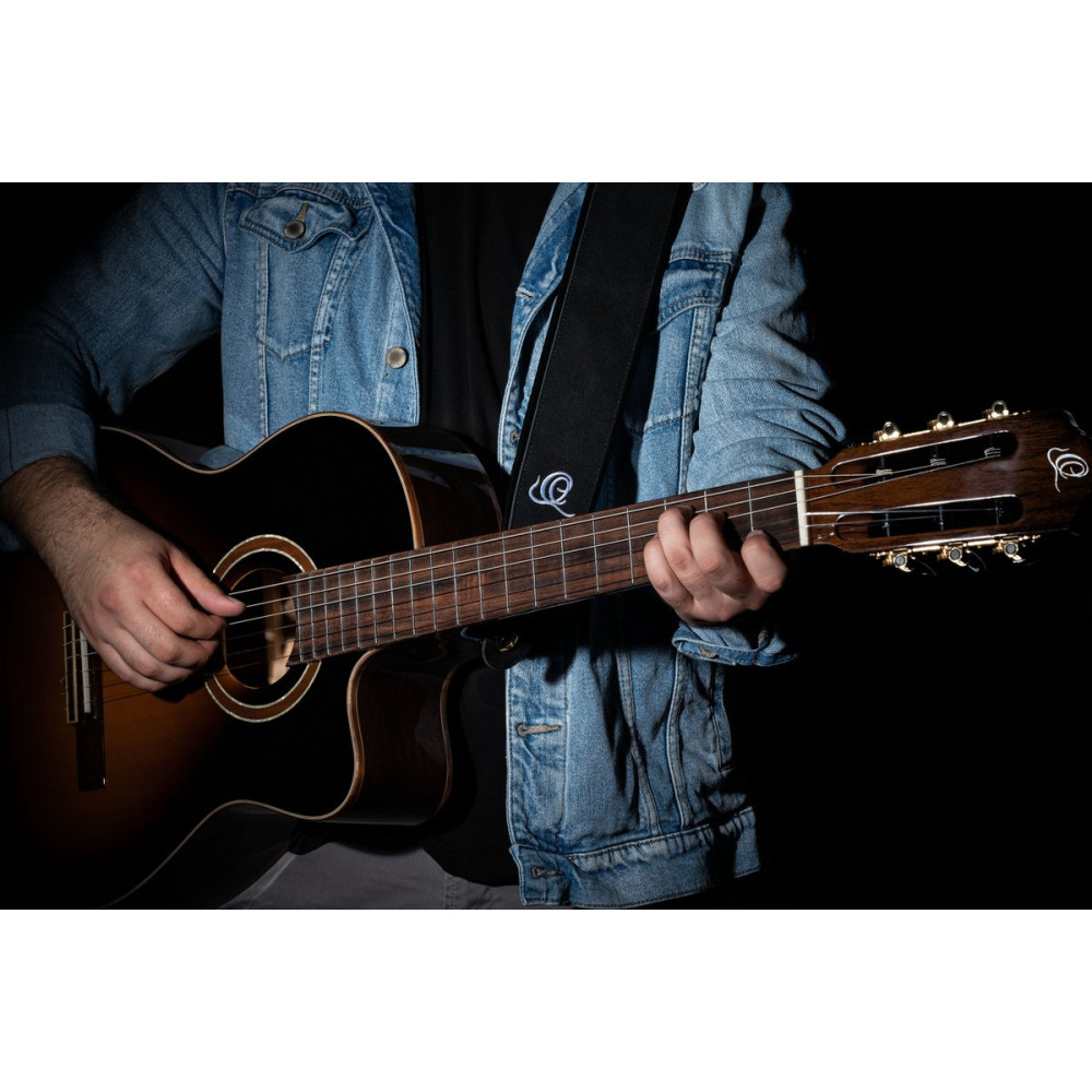 Ortega OSAR-1 Genuine-Leather Guitar-Strap - Black Hole