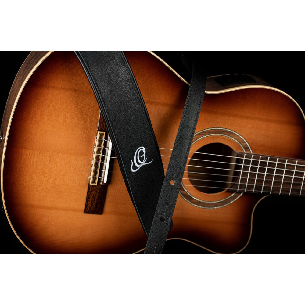 Ortega OSAR-1 Genuine-Leather Guitar-Strap - Black Hole