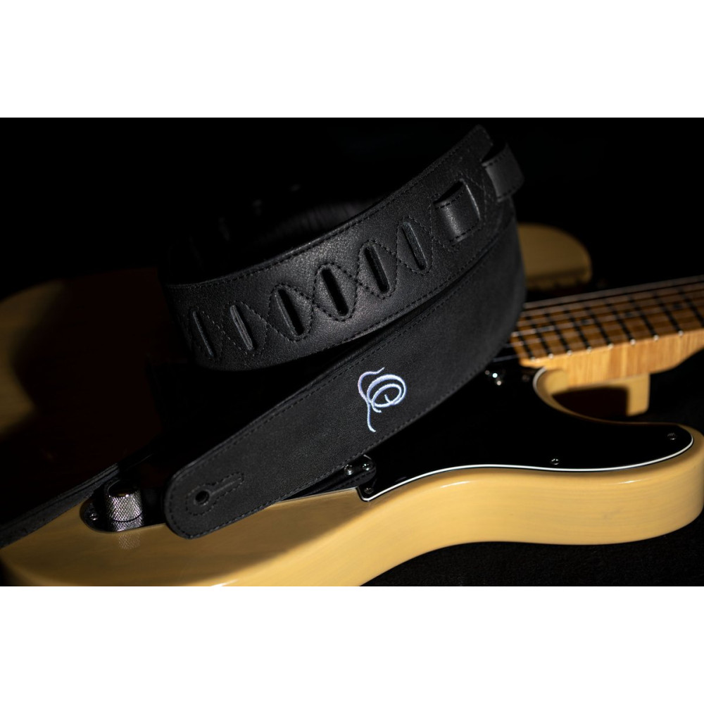 Ortega OSAR-1 Genuine-Leather Guitar-Strap - Black Hole
