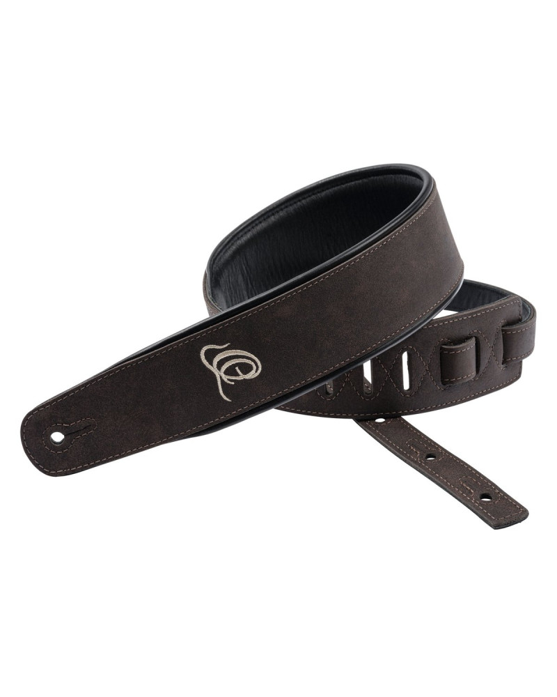 Ortega OSAR-2 Genuine-Leather Guitar-Strap - Deep Forest Brown