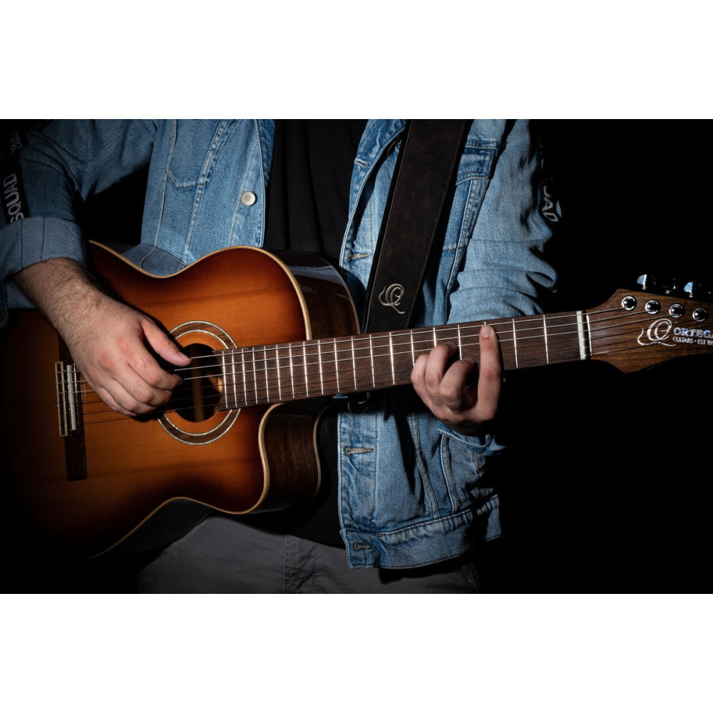 Ortega OSAR-2 Genuine-Leather Guitar-Strap - Deep Forest Brown
