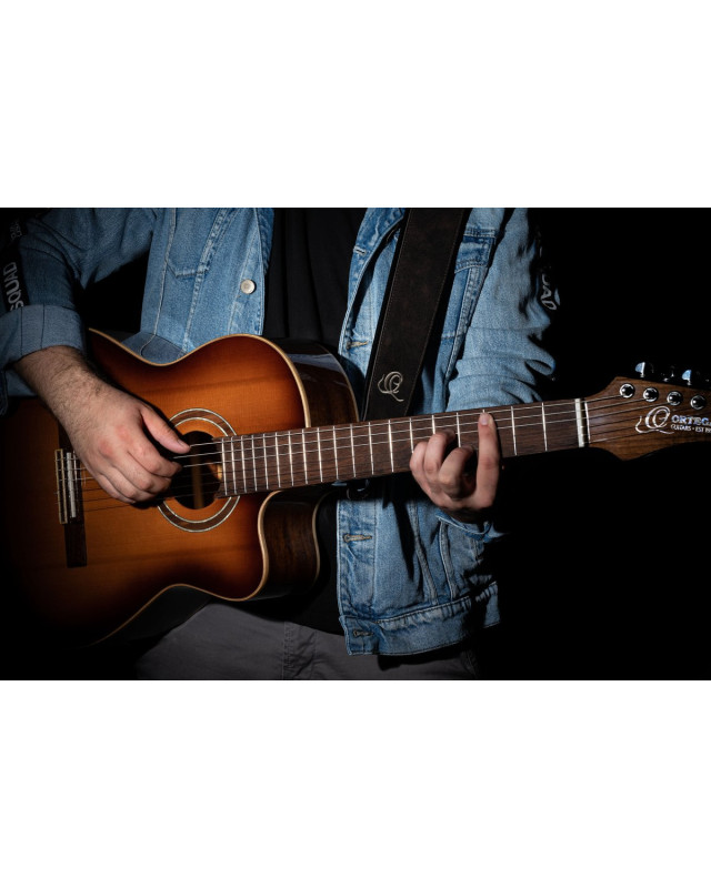 Ortega OSAR-2 Genuine-Leather Guitar-Strap - Deep Forest Brown
