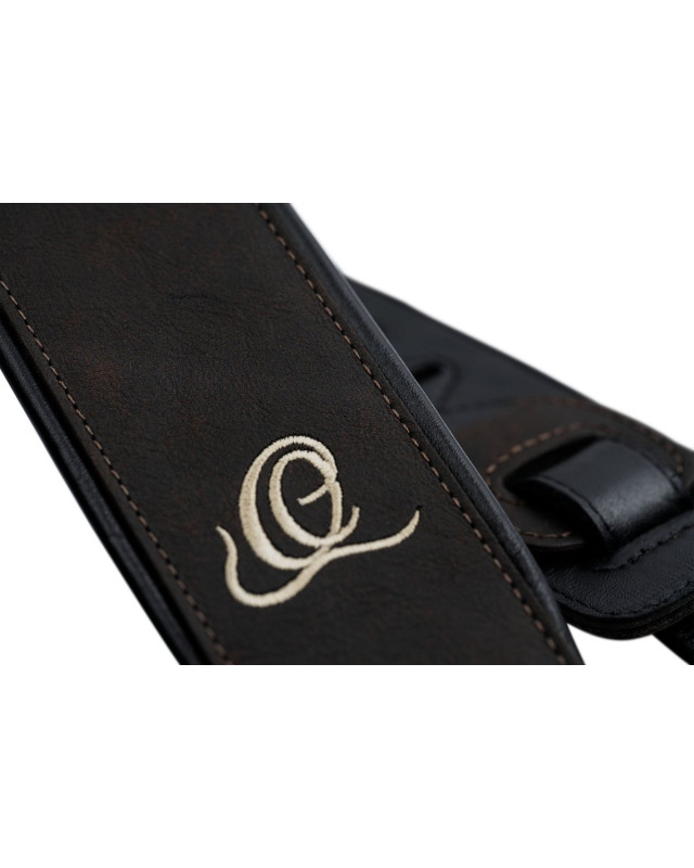Ortega OSAR-2 Genuine-Leather Guitar-Strap - Deep Forest Brown