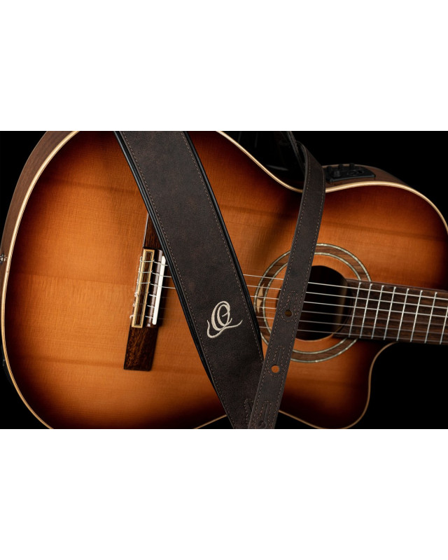 Ortega OSAR-2 Genuine-Leather Guitar-Strap - Deep Forest Brown