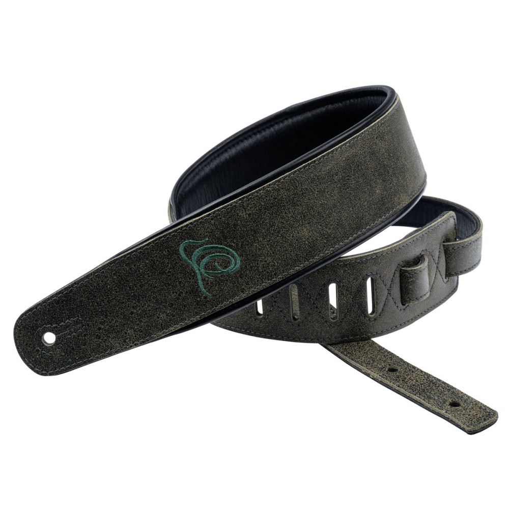 Ortega OSAR-4 Genuine-Leather Guitar-Strap - Olive Tree