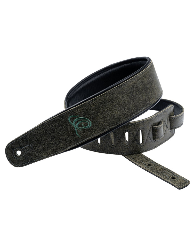 Ortega OSAR-4 Genuine-Leather Guitar-Strap - Olive Tree