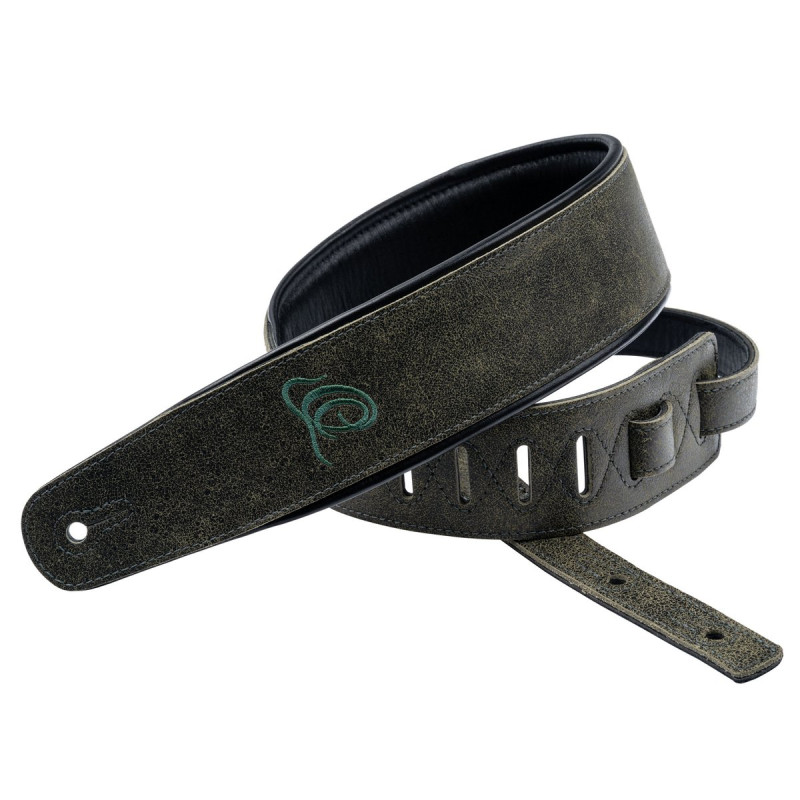 Ortega OSAR-4 Genuine-Leather Guitar-Strap - Olive Tree