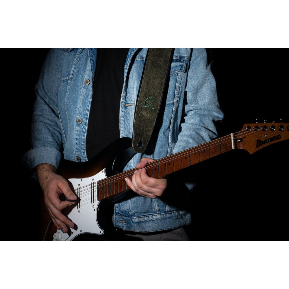 Ortega OSAR-4 Genuine-Leather Guitar-Strap - Olive Tree