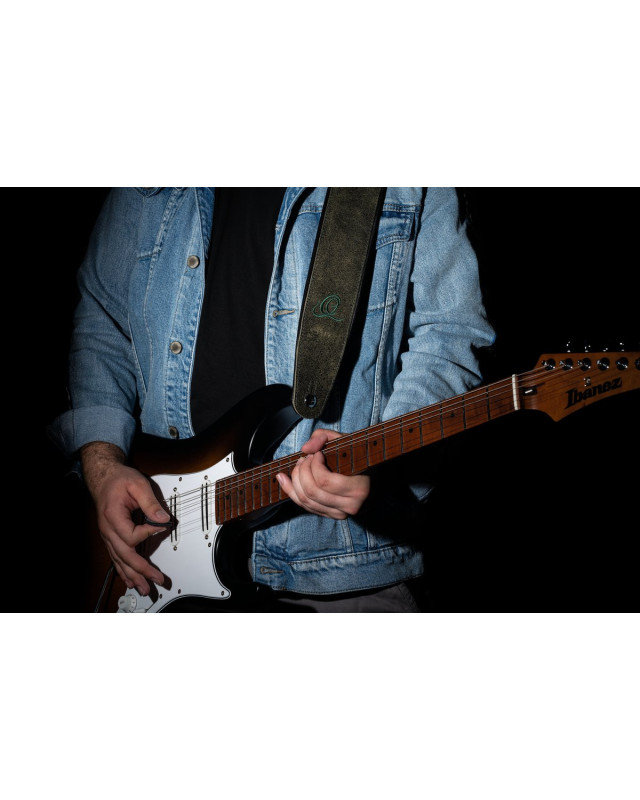 Ortega OSAR-4 Genuine-Leather Guitar-Strap - Olive Tree