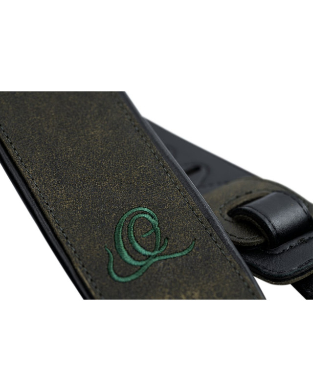 Ortega OSAR-4 Genuine-Leather Guitar-Strap - Olive Tree