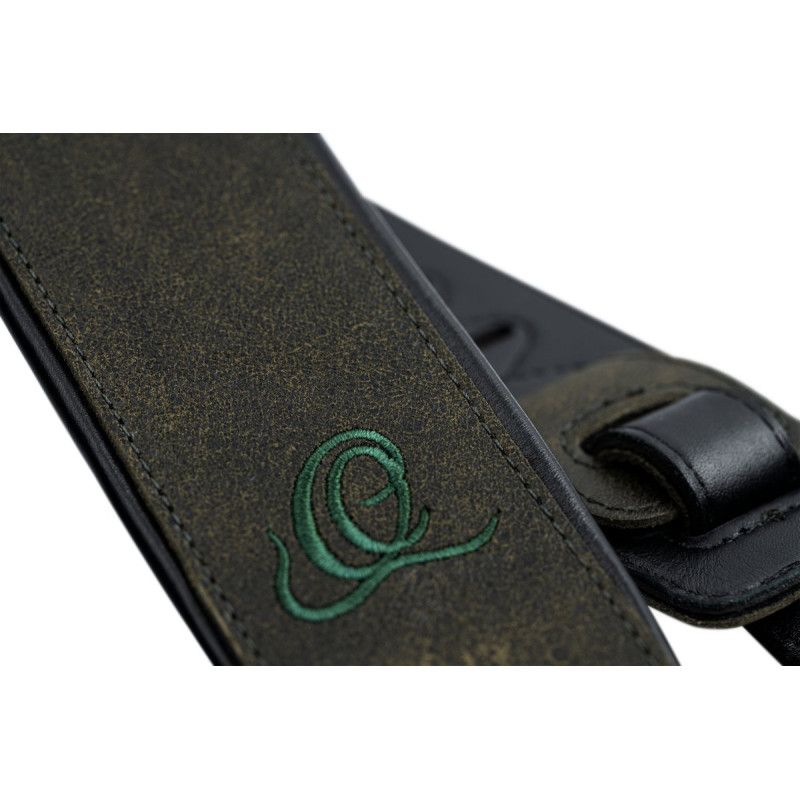 Ortega OSAR-4 Genuine-Leather Guitar-Strap - Olive Tree