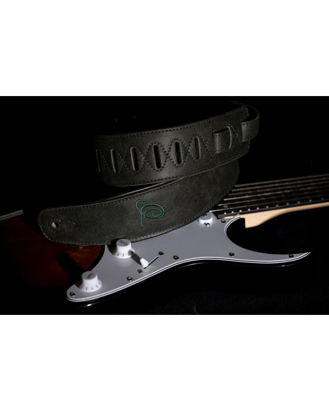 Ortega OSAR-4 Genuine-Leather Guitar-Strap - Olive Tree