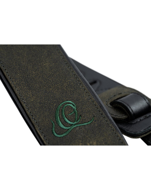 Ortega OSAR-4 Genuine-Leather Guitar-Strap - Olive Tree