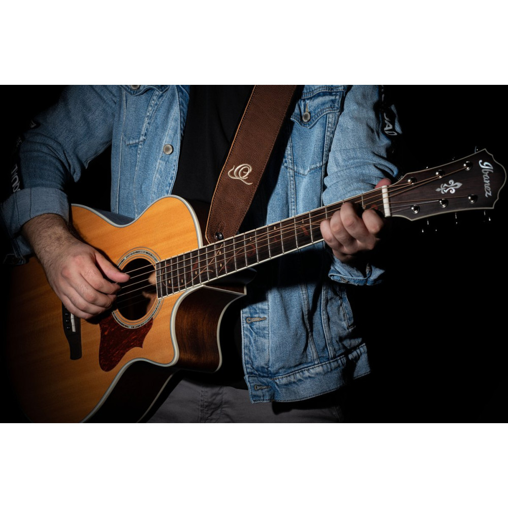 Ortega OSAR-5 Genuine-Leather Guitar-Strap - Highland Chocolate