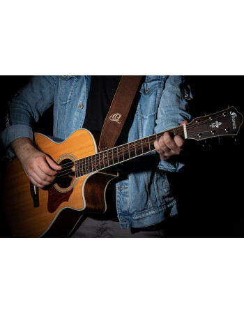 Ortega OSAR-5 Genuine-Leather Guitar-Strap - Highland Chocolate