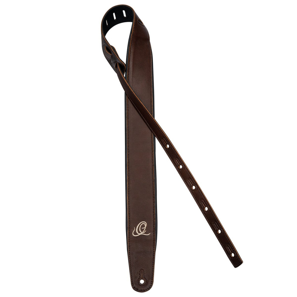 Ortega OSAR-5 Genuine-Leather Guitar-Strap - Highland Chocolate