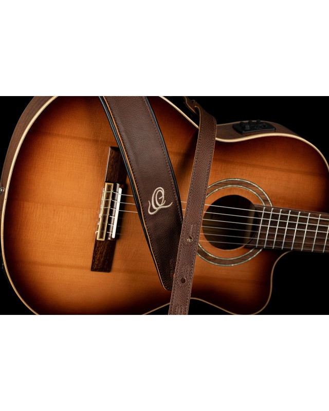Ortega OSAR-5 Genuine-Leather Guitar-Strap - Highland Chocolate