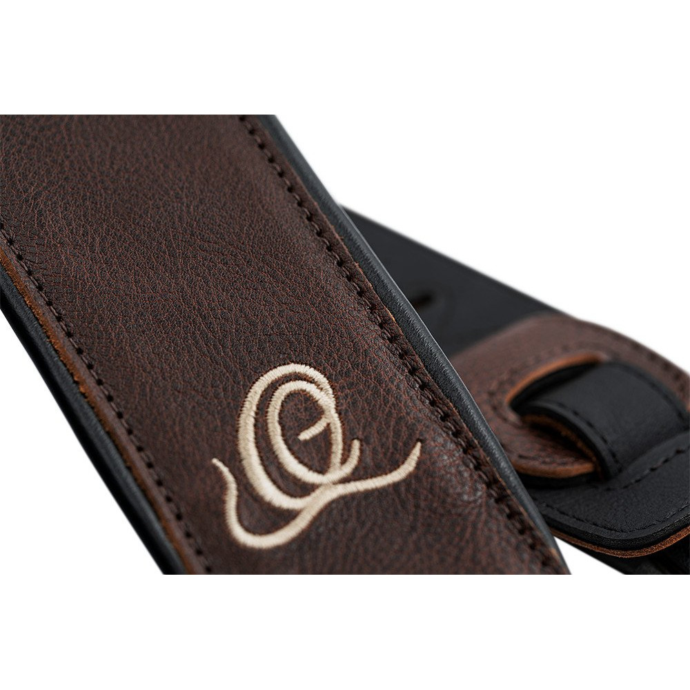 Ortega OSAR-5 Genuine-Leather Guitar-Strap - Highland Chocolate