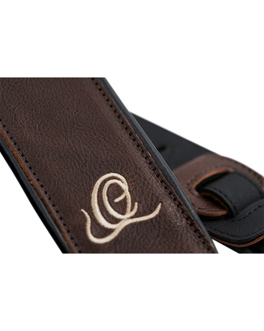 Ortega OSAR-5 Genuine-Leather Guitar-Strap - Highland Chocolate