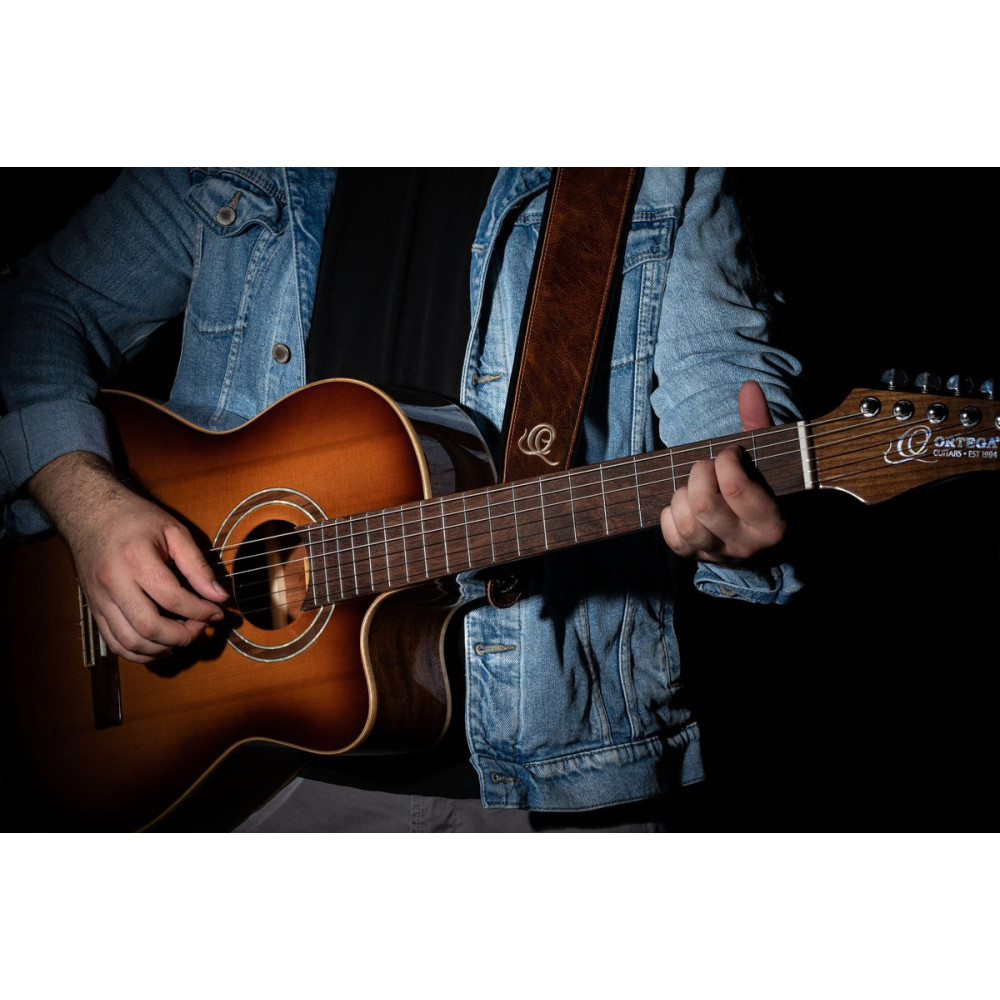 Ortega OSAR-6 Genuine-Leather Guitar-Strap - Vintage Desert Sand