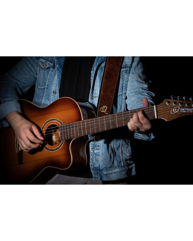 Ortega OSAR-6 Genuine-Leather Guitar-Strap - Vintage Desert Sand