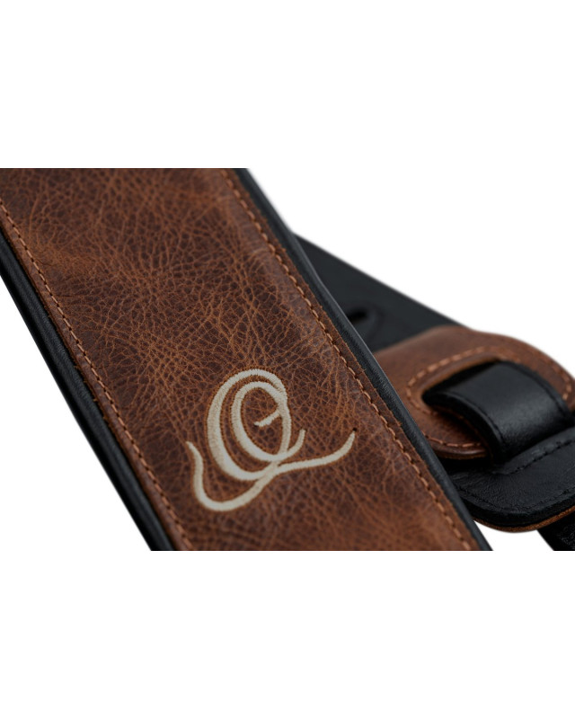 Ortega OSAR-6 Genuine-Leather Guitar-Strap - Vintage Desert Sand