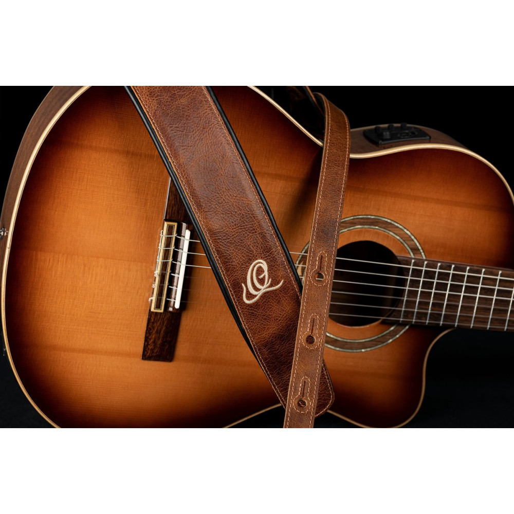Ortega OSAR-6 Genuine-Leather Guitar-Strap - Vintage Desert Sand