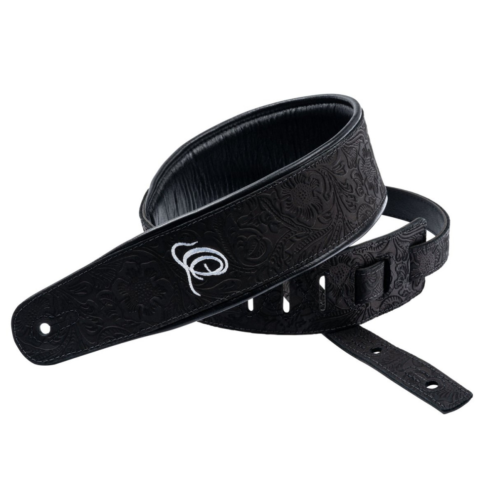 Ortega OSBY-1 Genuine-Leather Guitar-Strap - Byzantine Black