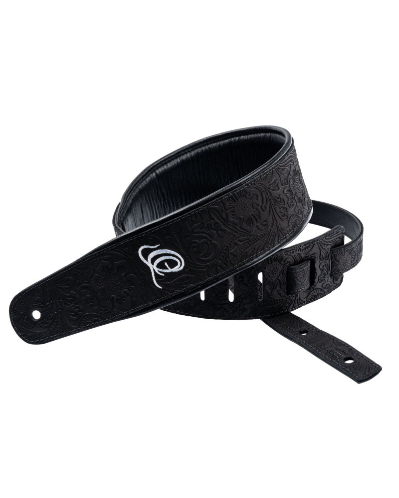Ortega OSBY-1 Genuine-Leather Guitar-Strap - Byzantine Black