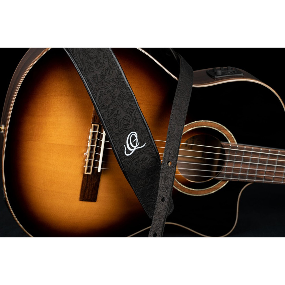 Ortega OSBY-1 Genuine-Leather Guitar-Strap - Byzantine Black