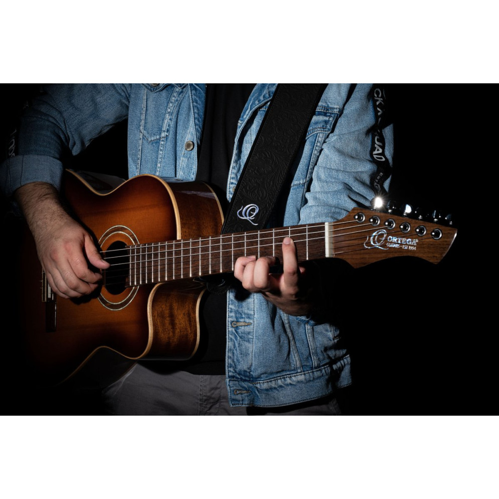 Ortega OSBY-1 Genuine-Leather Guitar-Strap - Byzantine Black