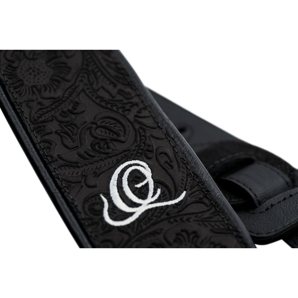 Ortega OSBY-1 Genuine-Leather Guitar-Strap - Byzantine Black