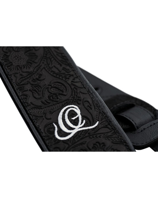 Ortega OSBY-1 Genuine-Leather Guitar-Strap - Byzantine Black