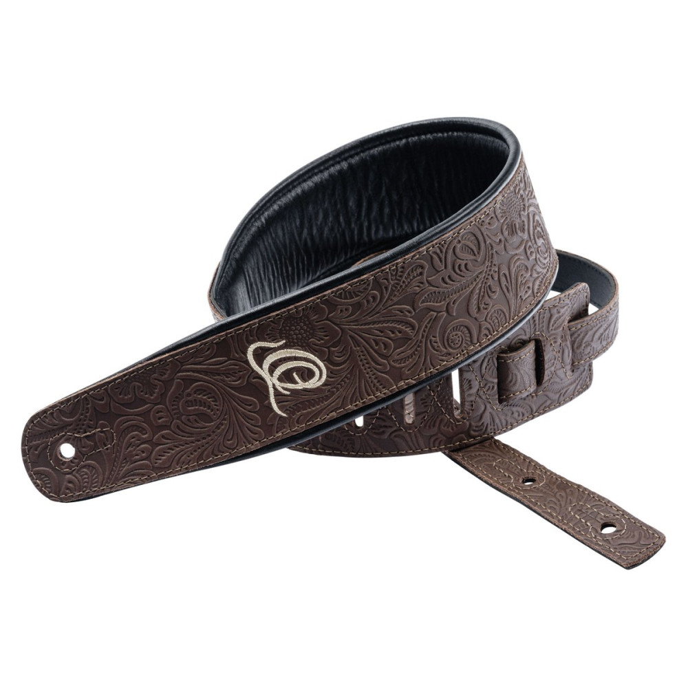 Ortega OSBY-2 Genuine-Leather Guitar-Strap - Byzantine Cocoa