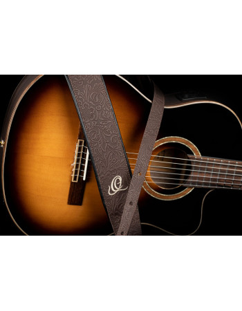 Ortega OSBY-2 Genuine-Leather Guitar-Strap - Byzantine Cocoa