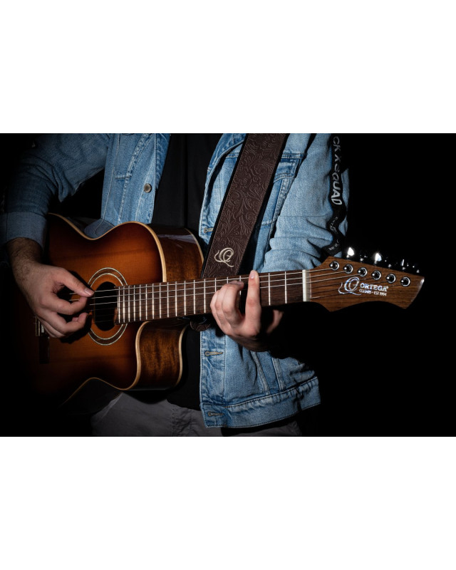 Ortega OSBY-2 Genuine-Leather Guitar-Strap - Byzantine Cocoa