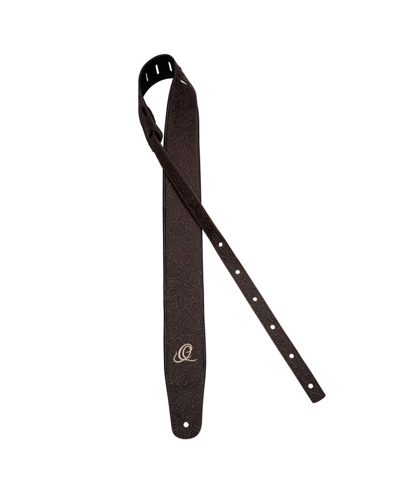 Ortega OSBY-2 Genuine-Leather Guitar-Strap - Byzantine Cocoa