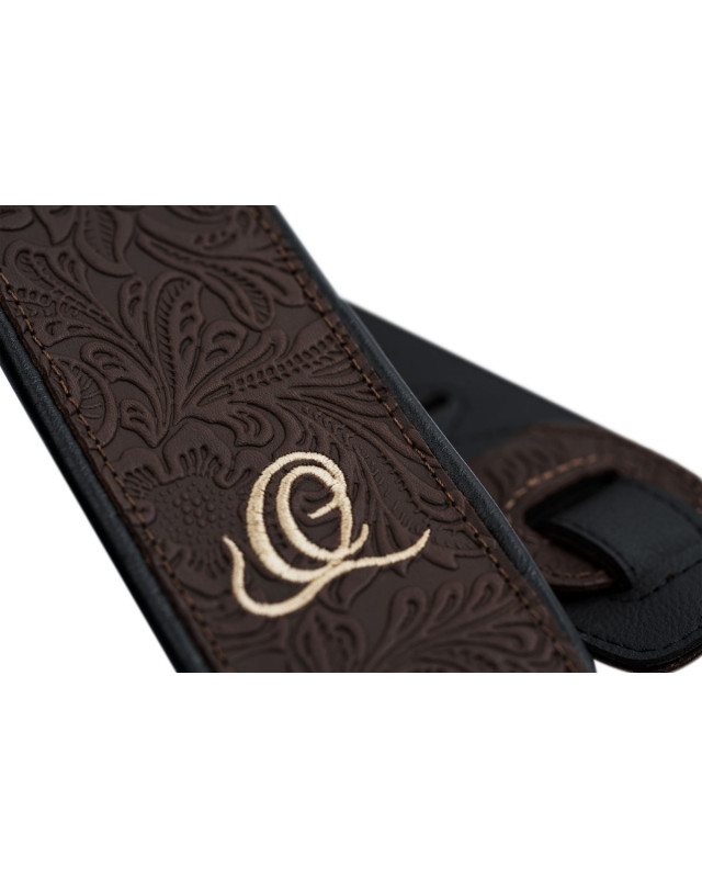 Ortega OSBY-2 Genuine-Leather Guitar-Strap - Byzantine Cocoa