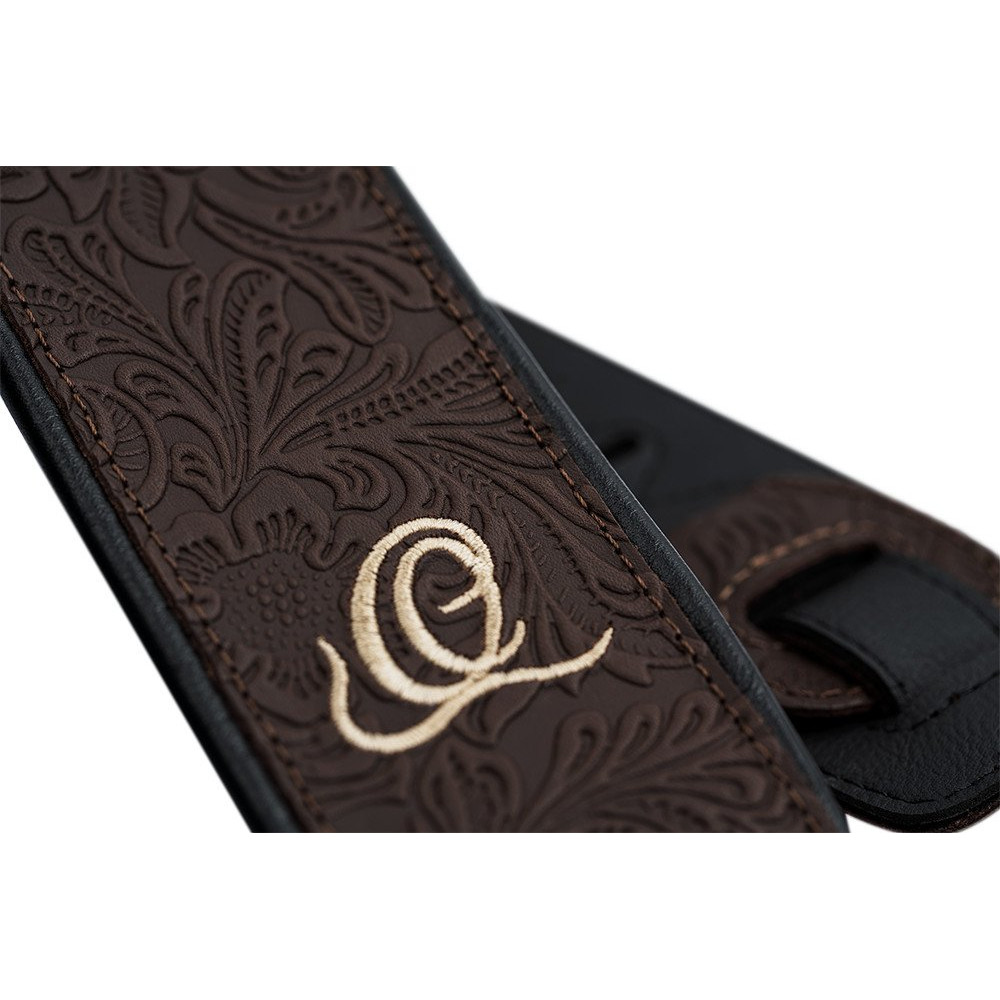 Ortega OSBY-2 Genuine-Leather Guitar-Strap - Byzantine Cocoa