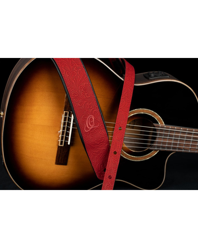Ortega OSBY-3 Genuine-Leather Guitar-Strap - Byzantine Fire
