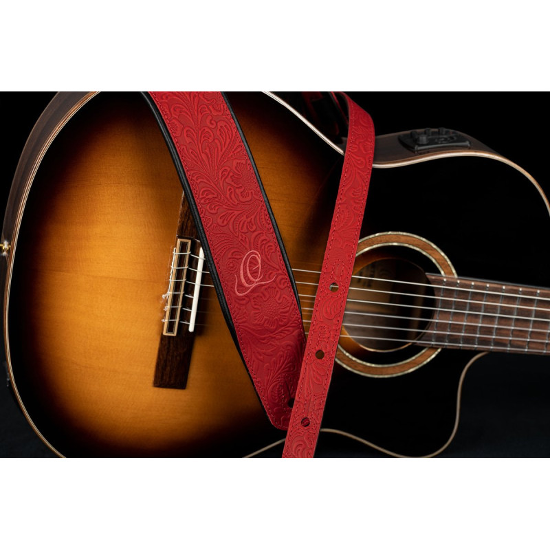 Ortega OSBY-3 Genuine-Leather Guitar-Strap - Byzantine Fire