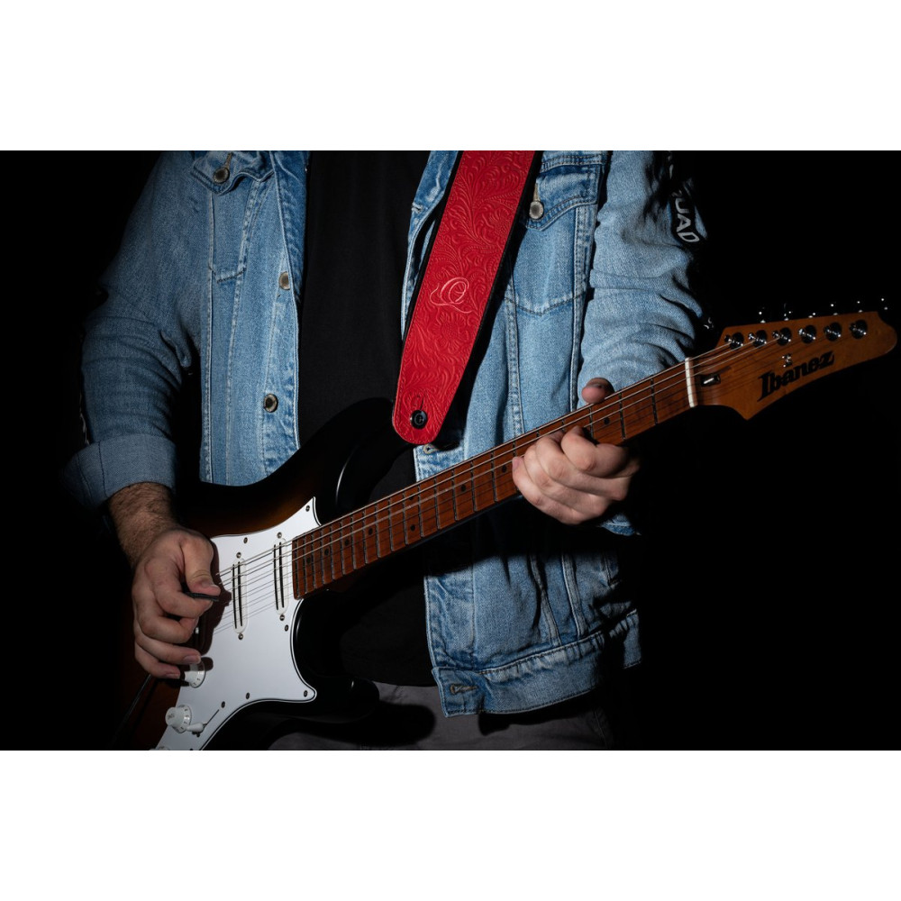 Ortega OSBY-3 Genuine-Leather Guitar-Strap - Byzantine Fire