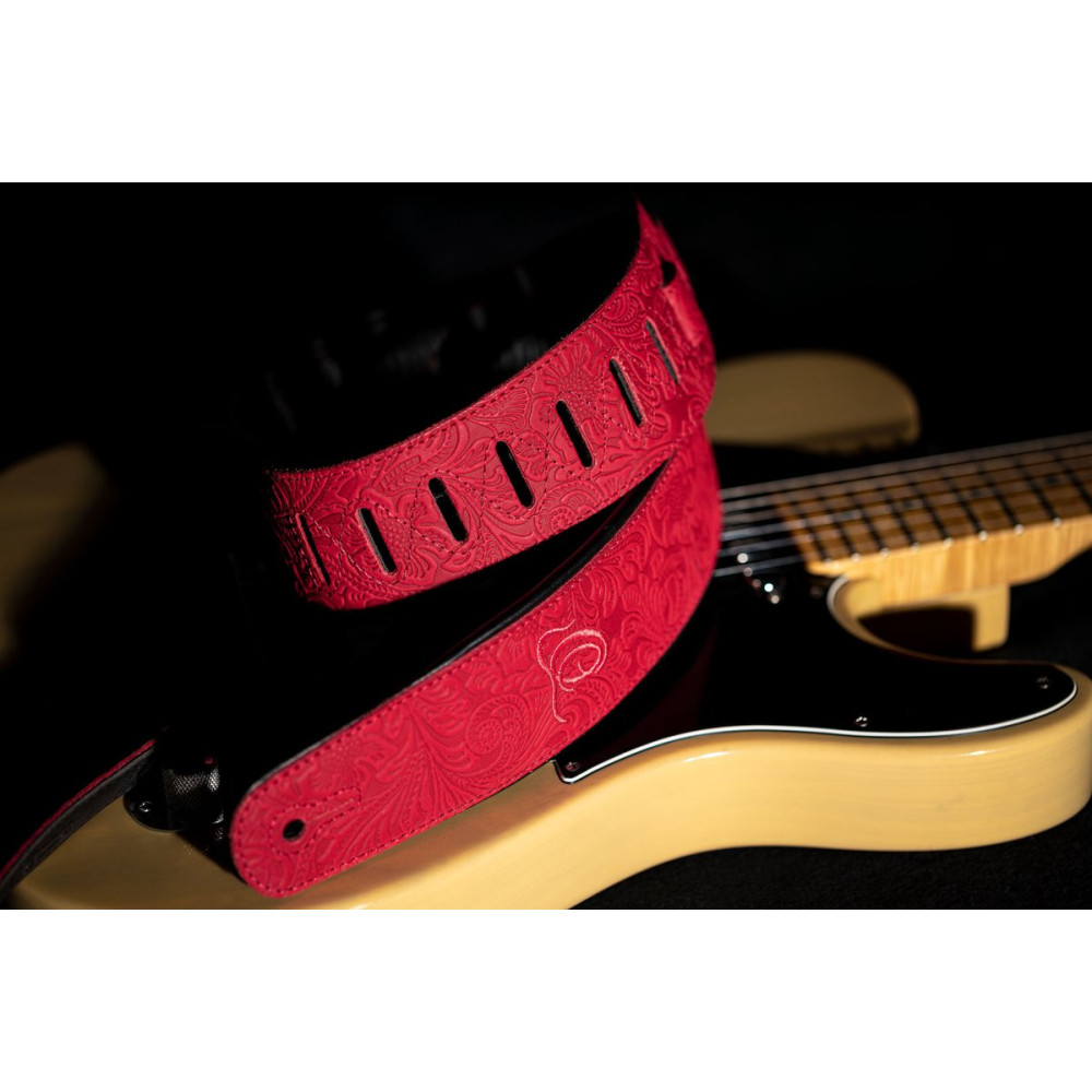Ortega OSBY-3 Genuine-Leather Guitar-Strap - Byzantine Fire