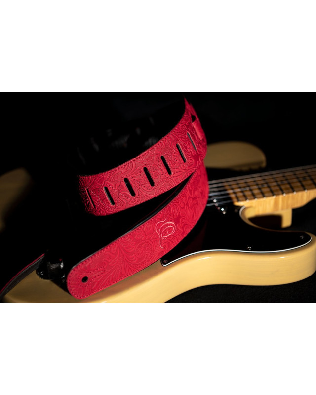 Ortega OSBY-3 Genuine-Leather Guitar-Strap - Byzantine Fire