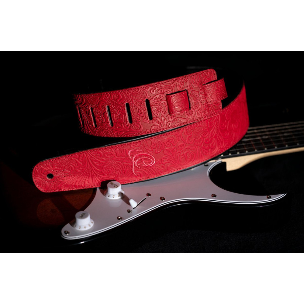 Ortega OSBY-3 Genuine-Leather Guitar-Strap - Byzantine Fire