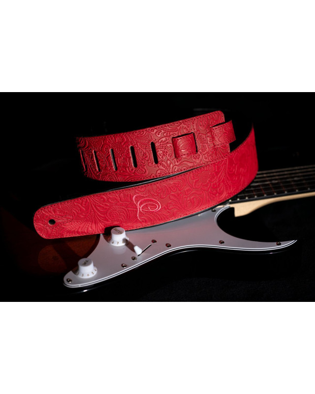 Ortega OSBY-3 Genuine-Leather Guitar-Strap - Byzantine Fire