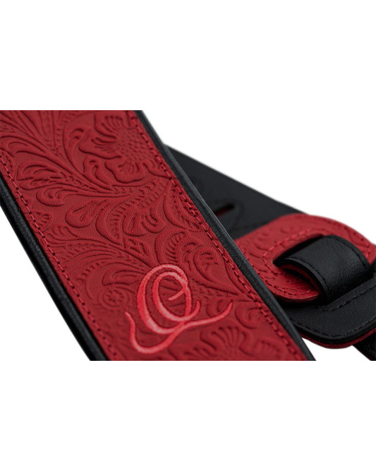 Ortega OSBY-3 Genuine-Leather Guitar-Strap - Byzantine Fire