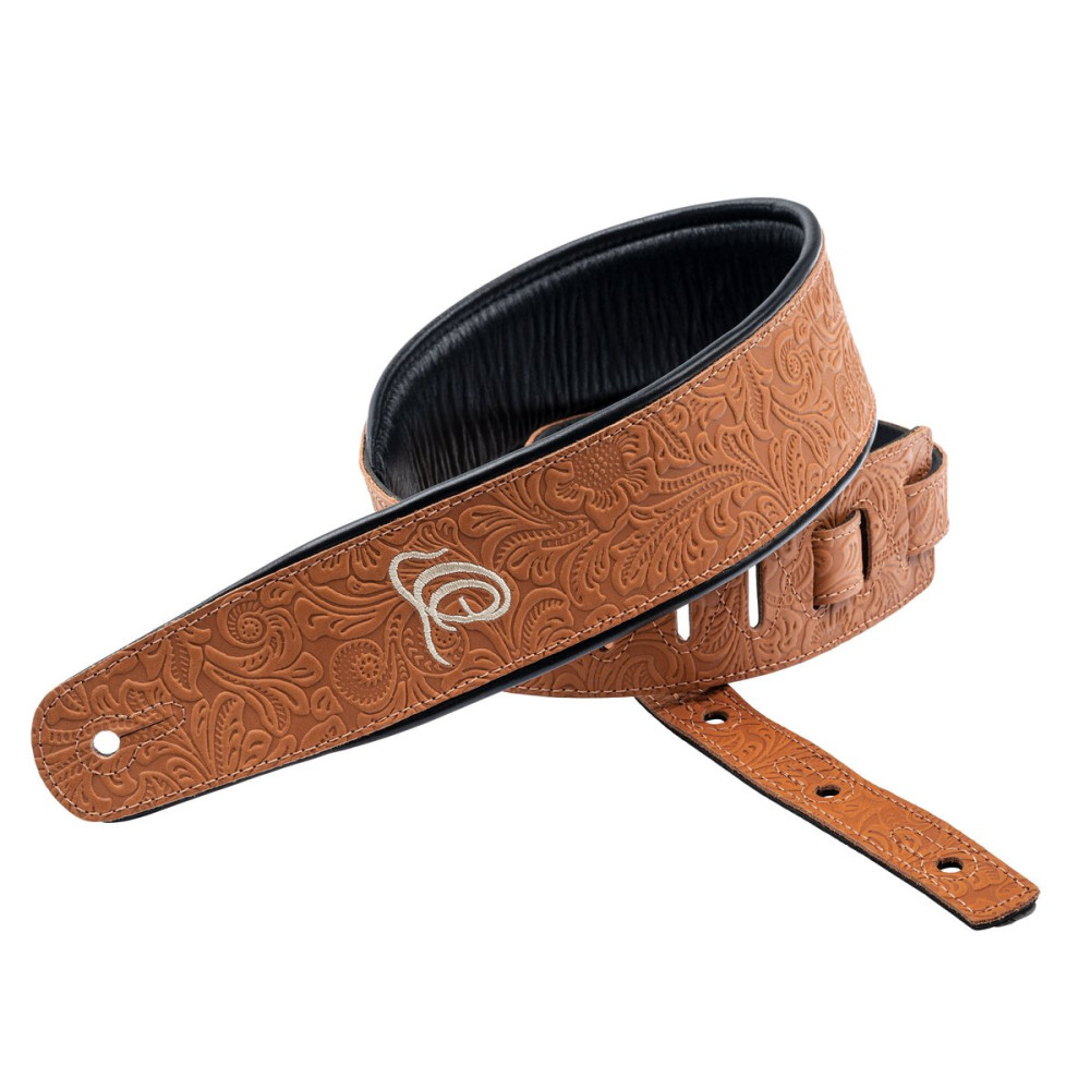Ortega OSBY-4 Genuine-Leather Guitar-Strap - Byzantine Bourbon