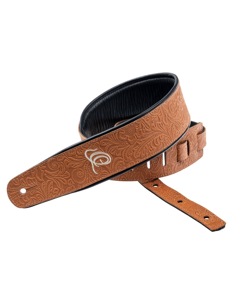Ortega OSBY-4 Genuine-Leather Guitar-Strap - Byzantine Bourbon